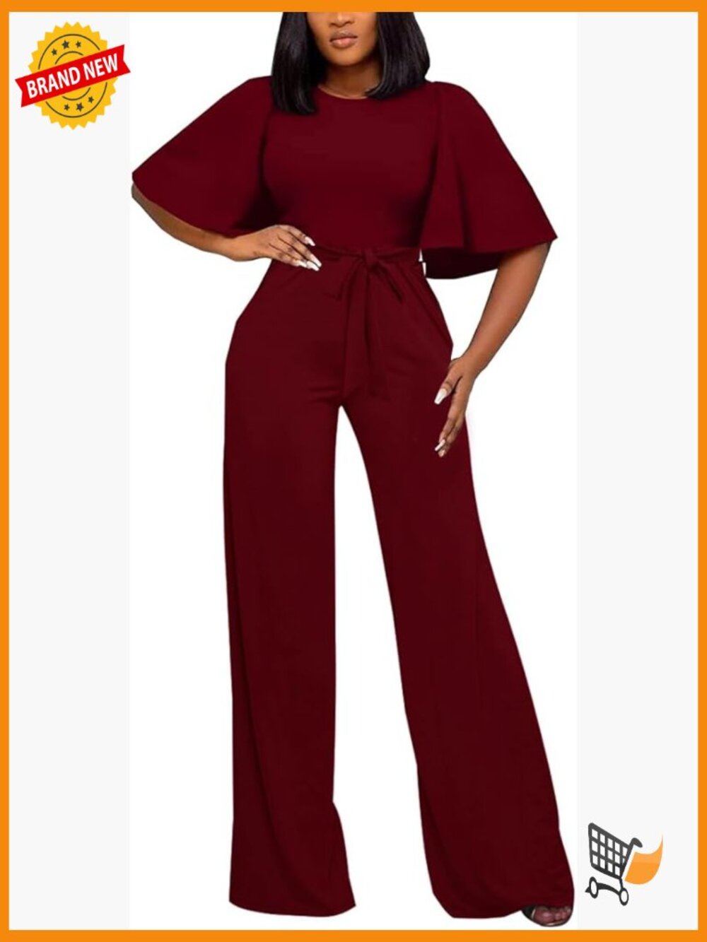 Loose Short Sleeve Wide Leg Pant Romper Jumpsuit with Belt